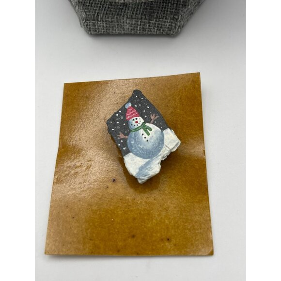 4 Pc Lot Christmas Holiday Brooches Hand Painted Snowman Christmas Trees Santa - Picture 5 of 8